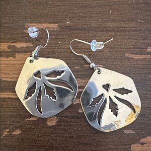 Mom & Dad Made Salvaged Metal Heart And Leaf Earrings